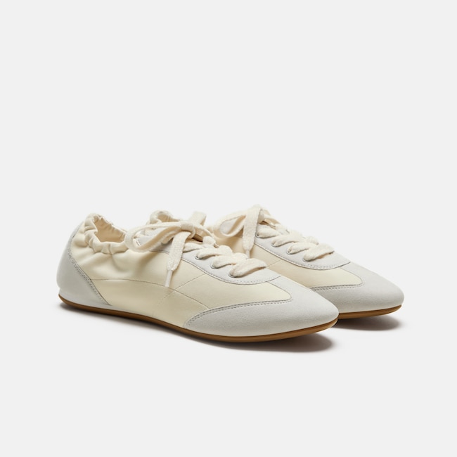 Round-Toe Jogger Sneakerina (Yancy) - Cream & Light Grey
