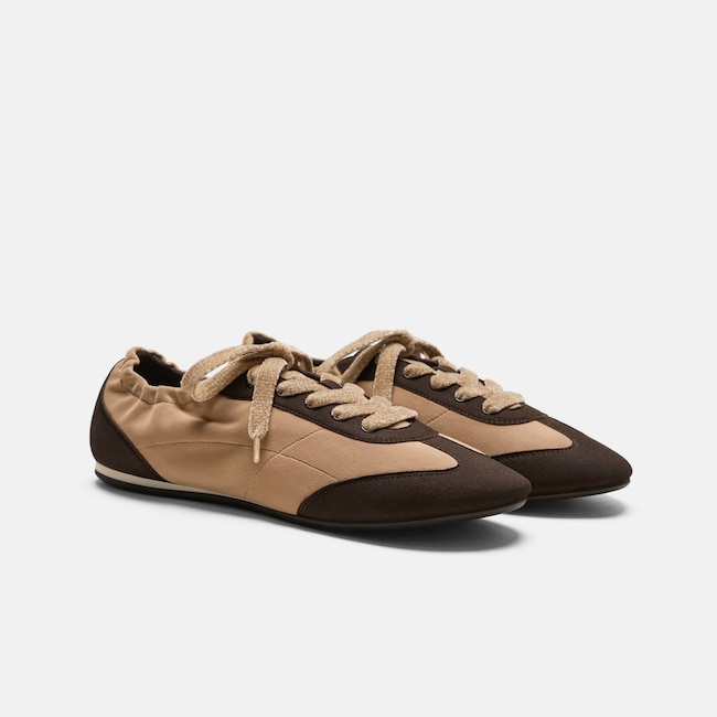 Round-Toe Jogger Sneakerina (Yancy) - Nutmeg & Dark Chocolate