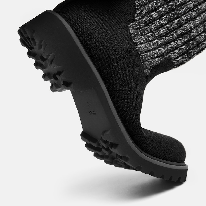 Round-Toe Wool Ankle Sock Boots(Fiona), Black, EU36.5 | VIVAIA