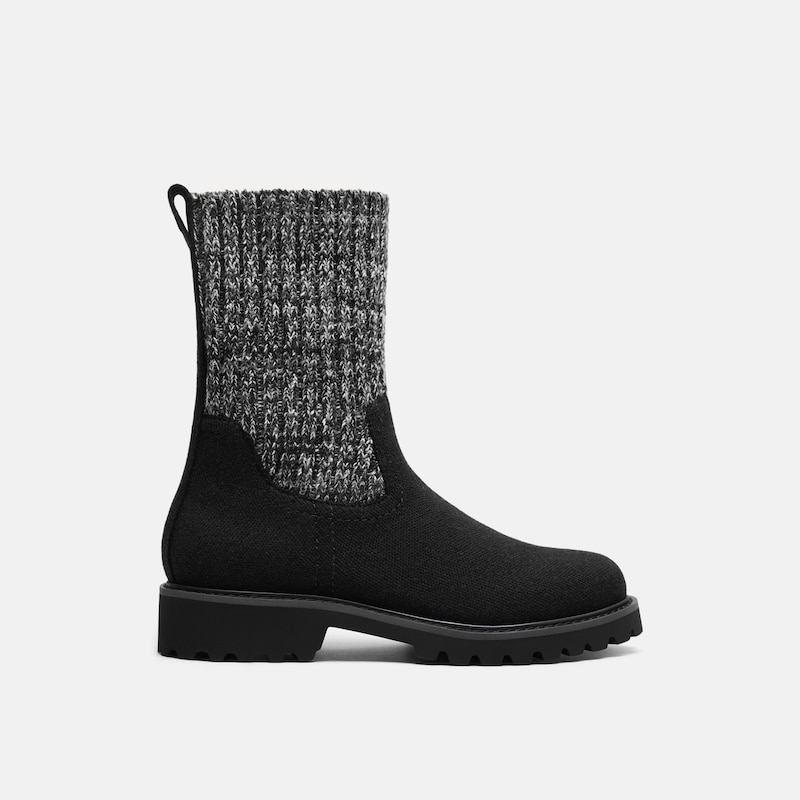 Round-Toe Wool Ankle Sock Boots(Fiona), Black, EU36.5 | VIVAIA