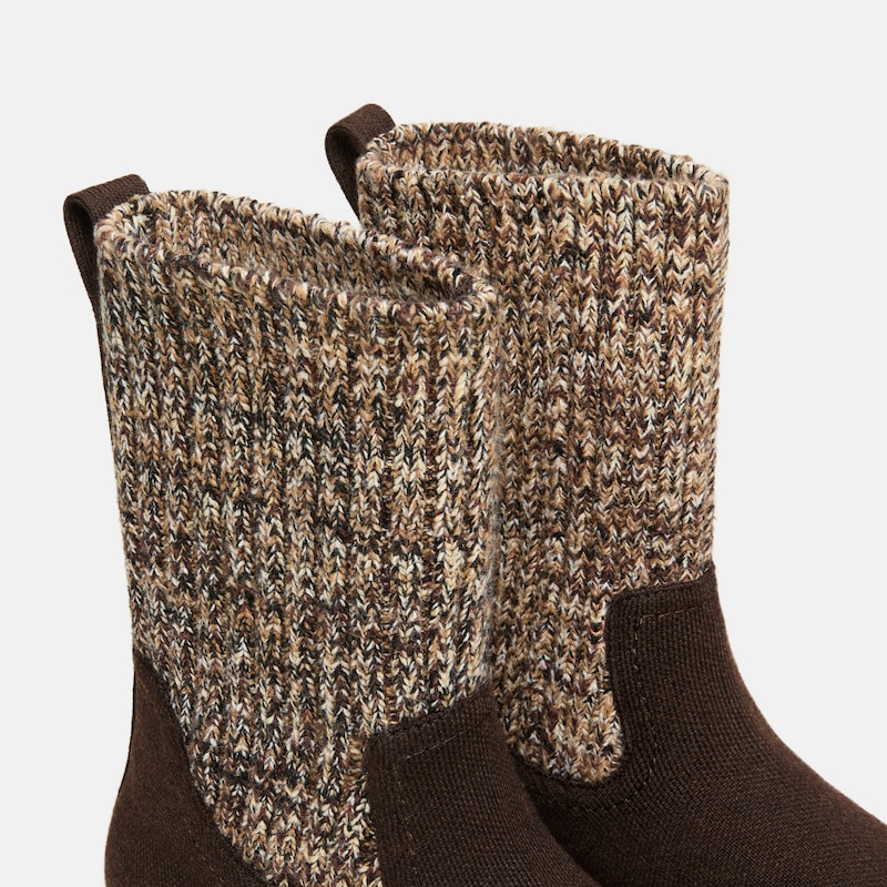 Round-Toe Wool Ankle Sock Boots(Fiona), Cocoa Brown, EU37 | VIVAIA