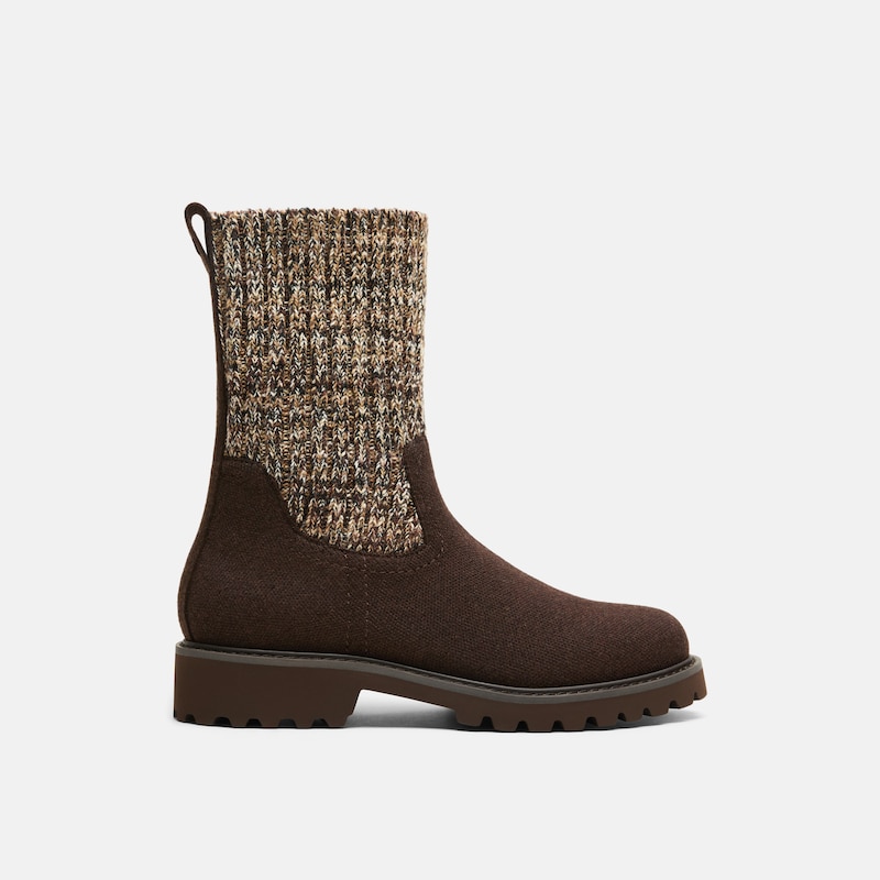 Round-Toe Wool Ankle Sock Boots(Fiona), Cocoa Brown, EU37 | VIVAIA