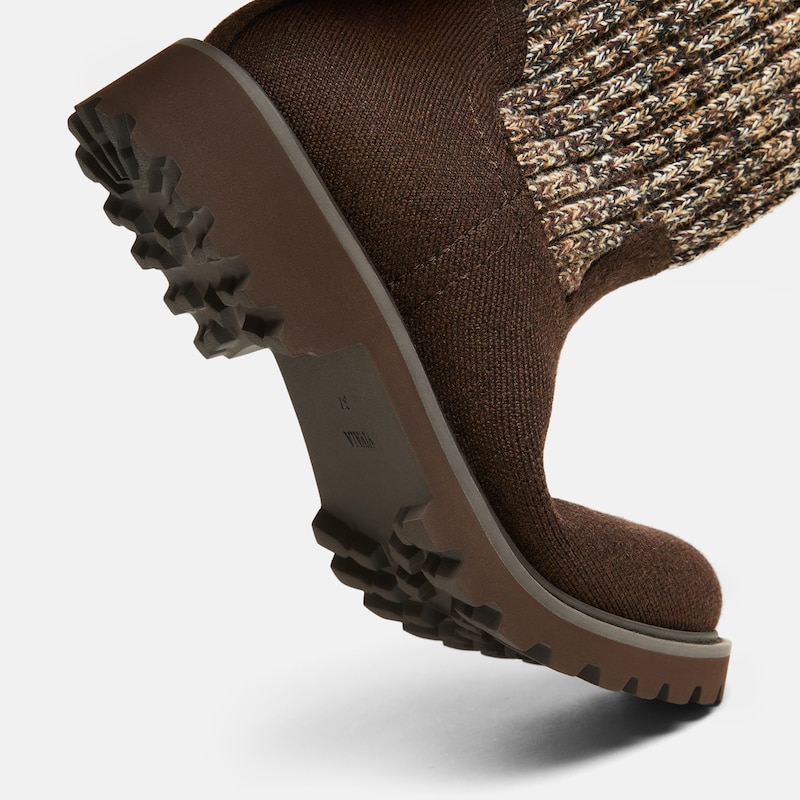 Round-Toe Wool Ankle Sock Boots(Fiona), Cocoa Brown, EU37 | VIVAIA