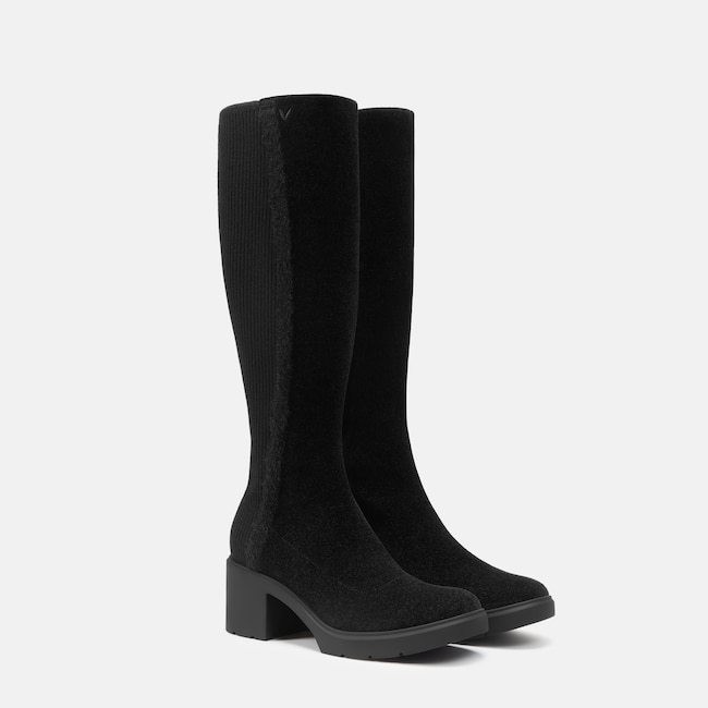 Square-Toe Block-Heel Knee-High Boots (Atria) - Black