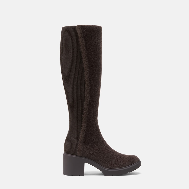 Square-Toe Block-Heel Knee-High Boots (Atria), Dark Chocolate, EU39 | VIVAIA