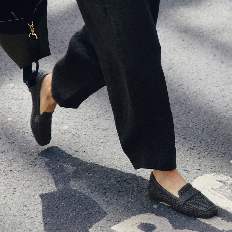 Square-Toe Icon Loafers (Silvie), Black & Grey, EU35 | VIVAIA