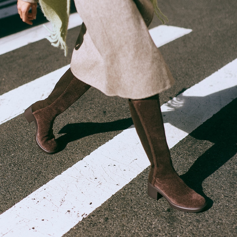 Square-Toe Block-Heel Knee-High Boots (Atria), Dark Chocolate, EU39 | VIVAIA