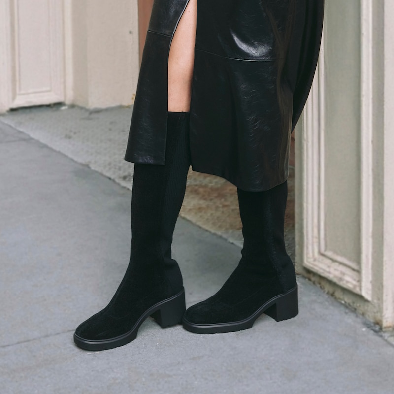 Square-Toe Block-Heel Knee-High Boots (Atria), Black, EU35 | VIVAIA