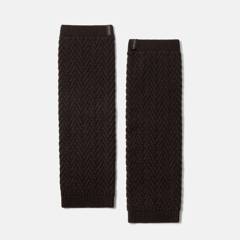 Textured Knit Leg Warmers (Peonie), Dark Chocolate, one-size | VIVAIA