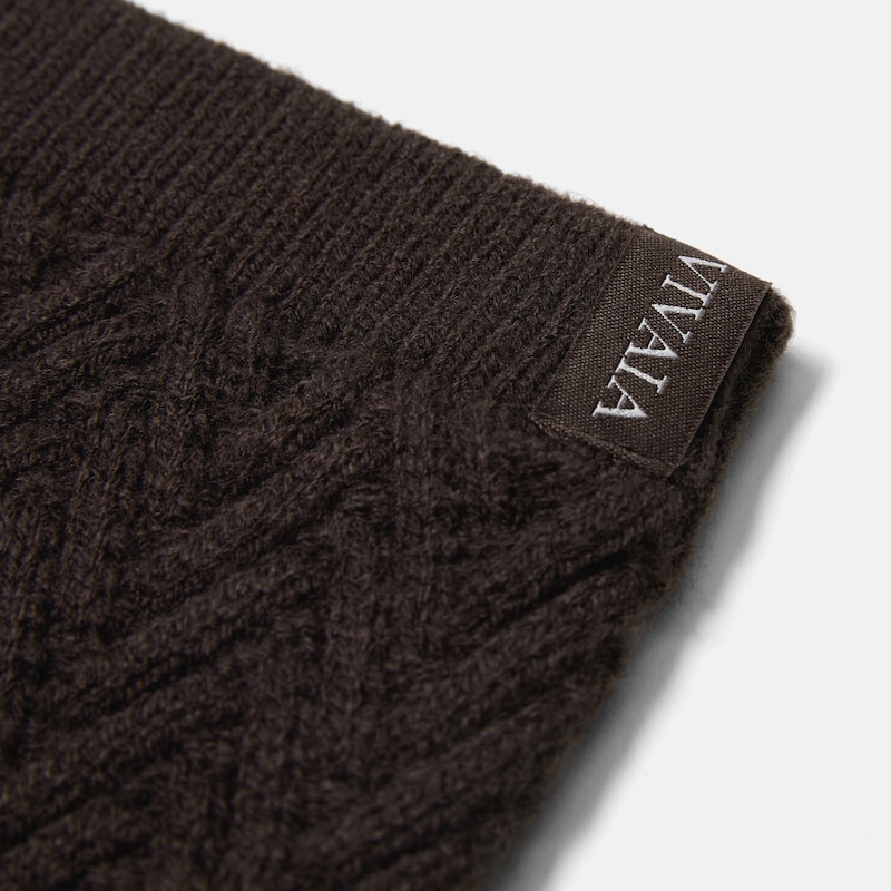 Textured Knit Leg Warmers (Peonie), Dark Chocolate, one-size | VIVAIA