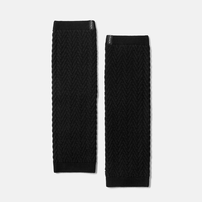 Textured Knit Leg Warmers (Peonie) - Black