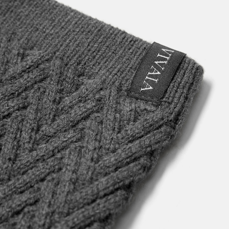 Textured Knit Leg Warmers (Peonie), Rich Grey, one-size | VIVAIA