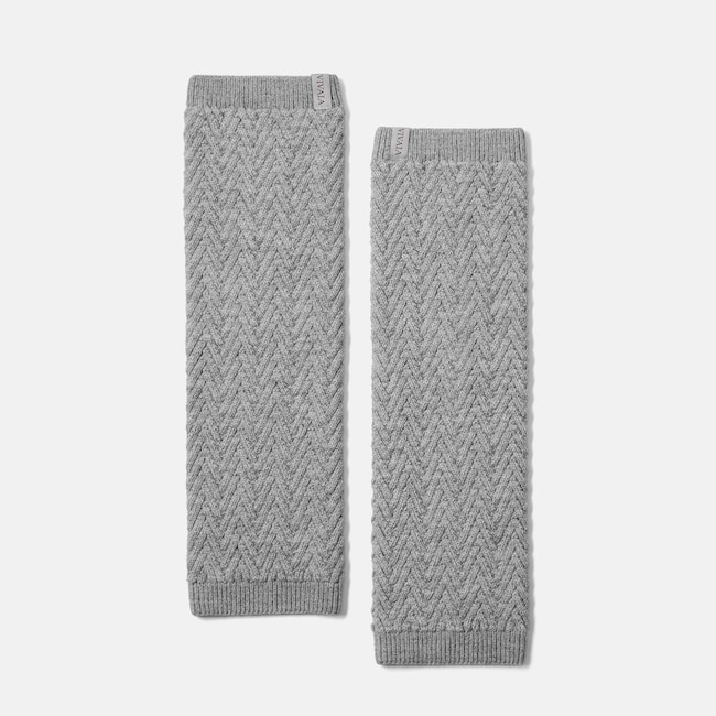 Textured Knit Leg Warmers (Peonie) - Light Grey