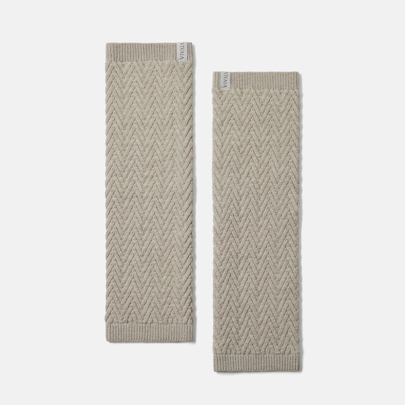 Textured Knit Leg Warmers (Peonie), Stone Grey, one-size | VIVAIA