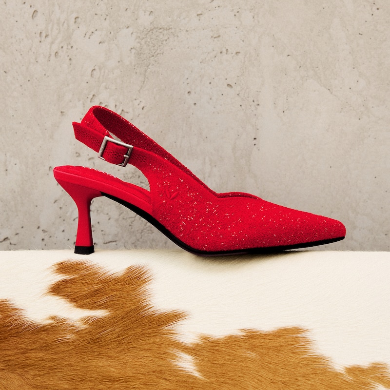Pointed-Toe Slingback Heels (Addison), Silver Hibiscus, EU43 | VIVAIA