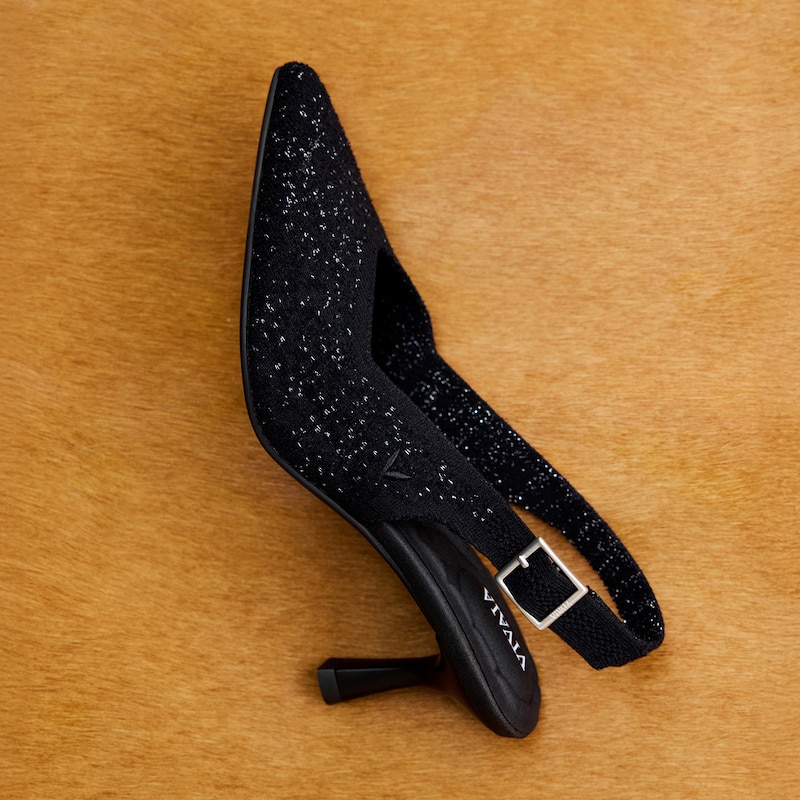 Pointed-Toe Slingback Heels (Addison), Silver Black, EU37.5 | VIVAIA