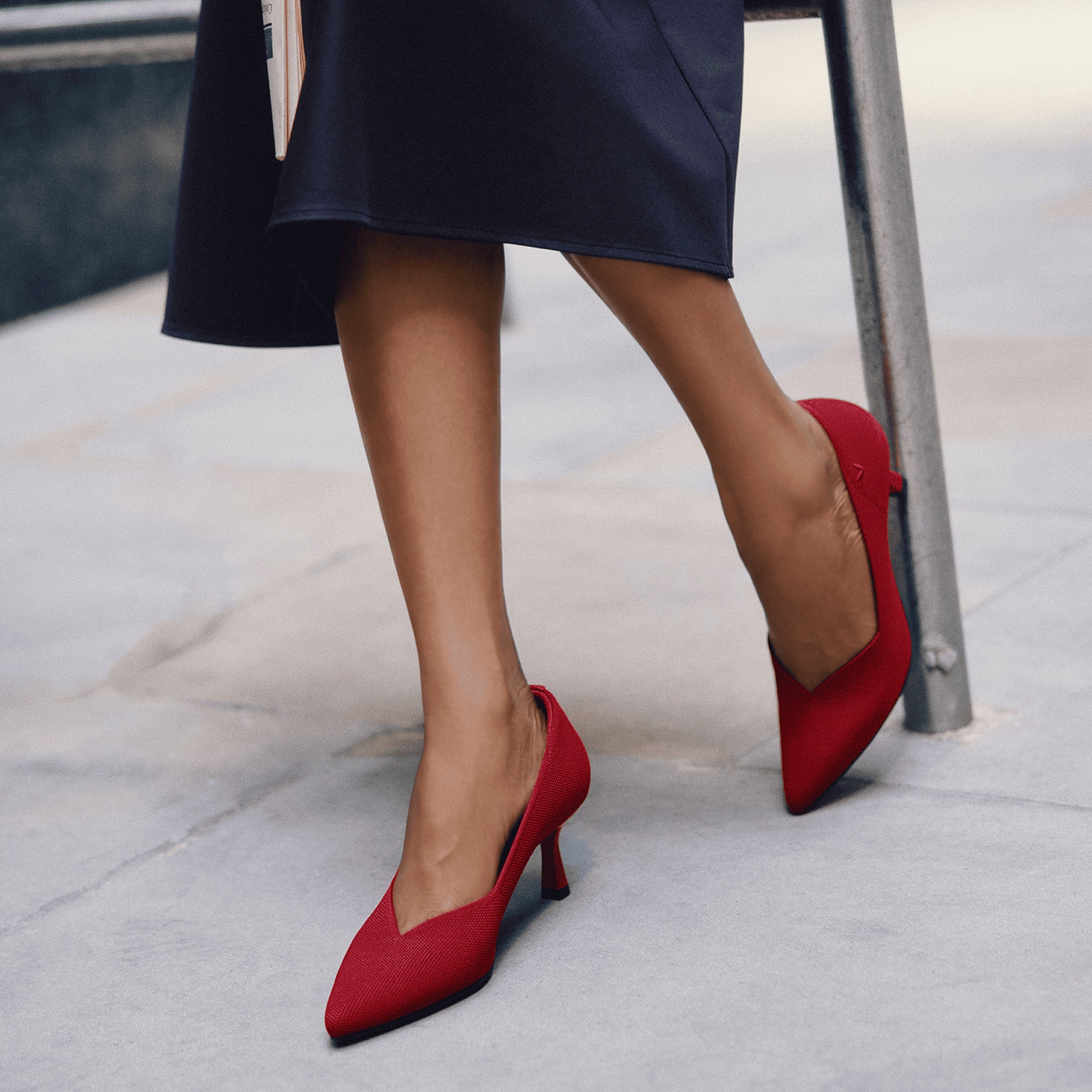 Pointed-Toe Mid Heels (Anna), RUBY RED, EU35 | VIVAIA
