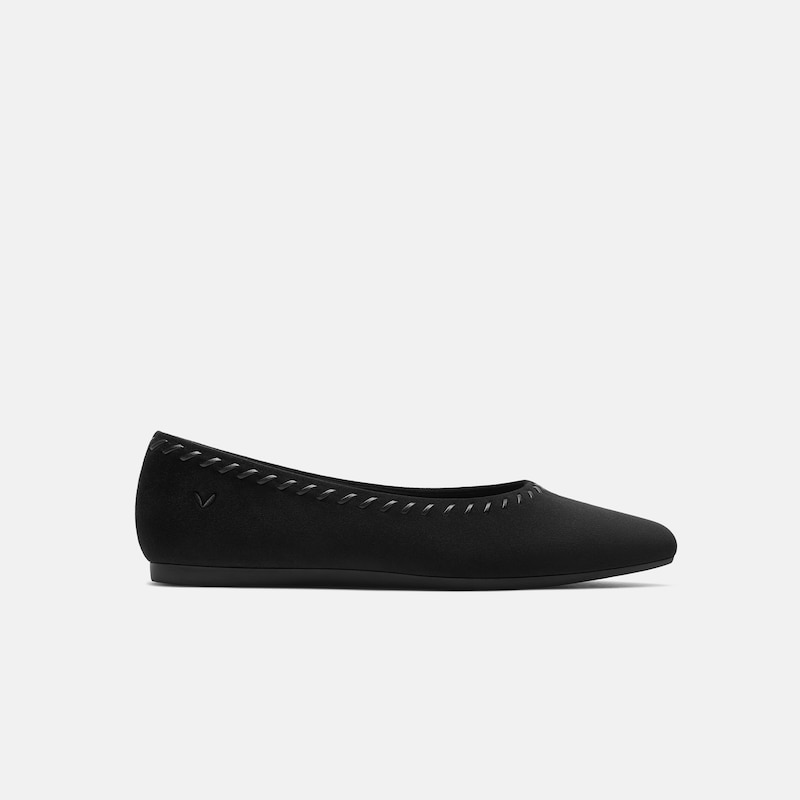 Velvet Whipstitched Ballet Flats (Alasia), Black, EU35 | VIVAIA
