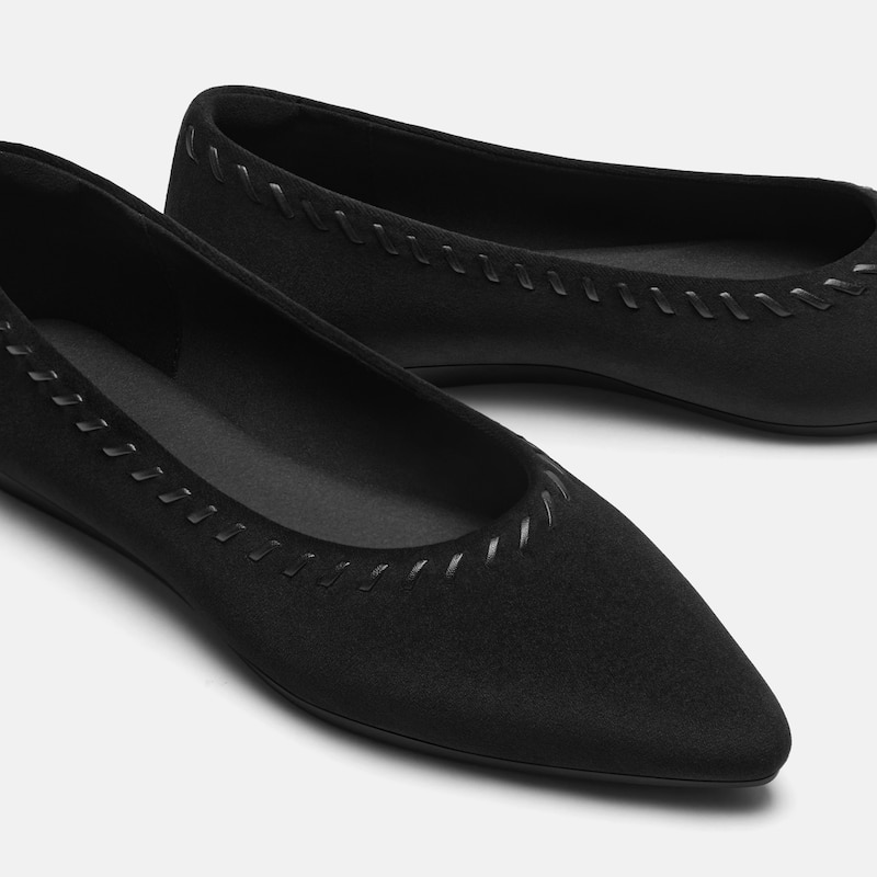 Velvet Whipstitched Ballet Flats (Alasia), Black, EU35 | VIVAIA