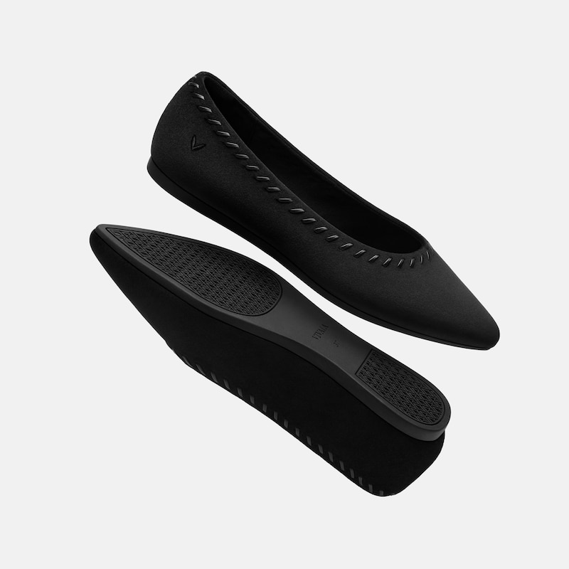 Velvet Whipstitched Ballet Flats (Alasia), Black, EU35 | VIVAIA