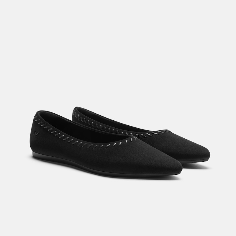 Velvet Whipstitched Ballet Flats (Alasia), Black, EU35 | VIVAIA