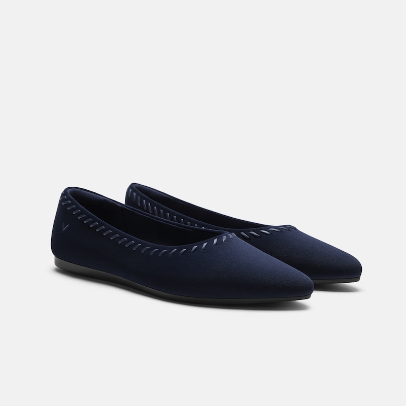 Velvet Whipstitched Ballet Flats (Alasia), Navy, EU38 | VIVAIA