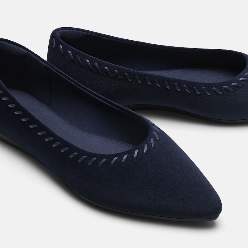 Velvet Whipstitched Ballet Flats (Alasia), Navy, EU38 | VIVAIA