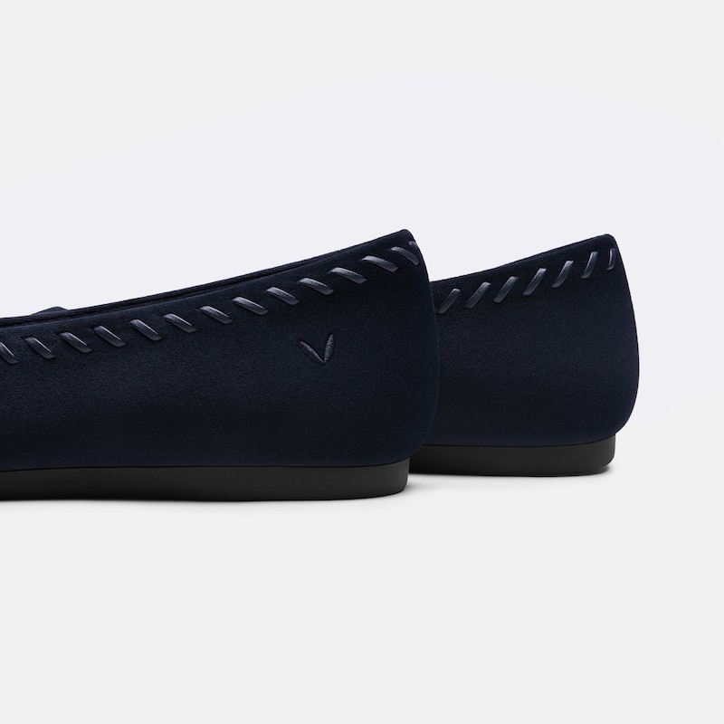 Velvet Whipstitched Ballet Flats (Alasia), Navy, EU38 | VIVAIA