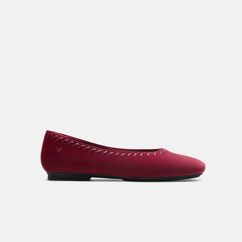 Velvet Whipstitched Flats (Mirit), Cabernet, EU37 | VIVAIA