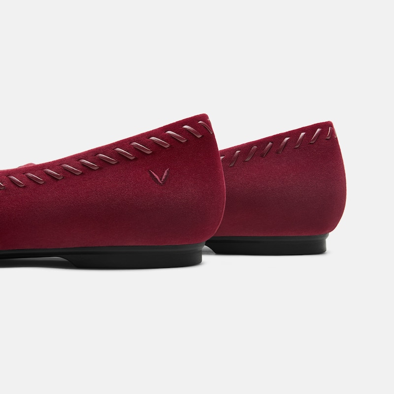 Velvet Whipstitched Flats (Mirit), Cabernet, EU37 | VIVAIA