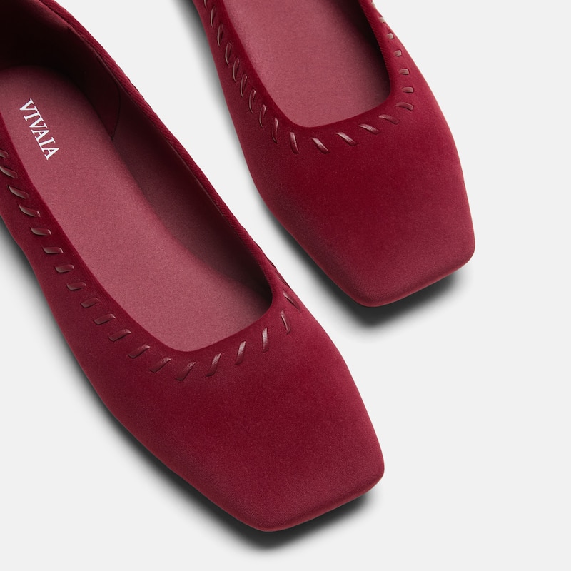 Velvet Whipstitched Flats (Mirit), Cabernet, EU37 | VIVAIA