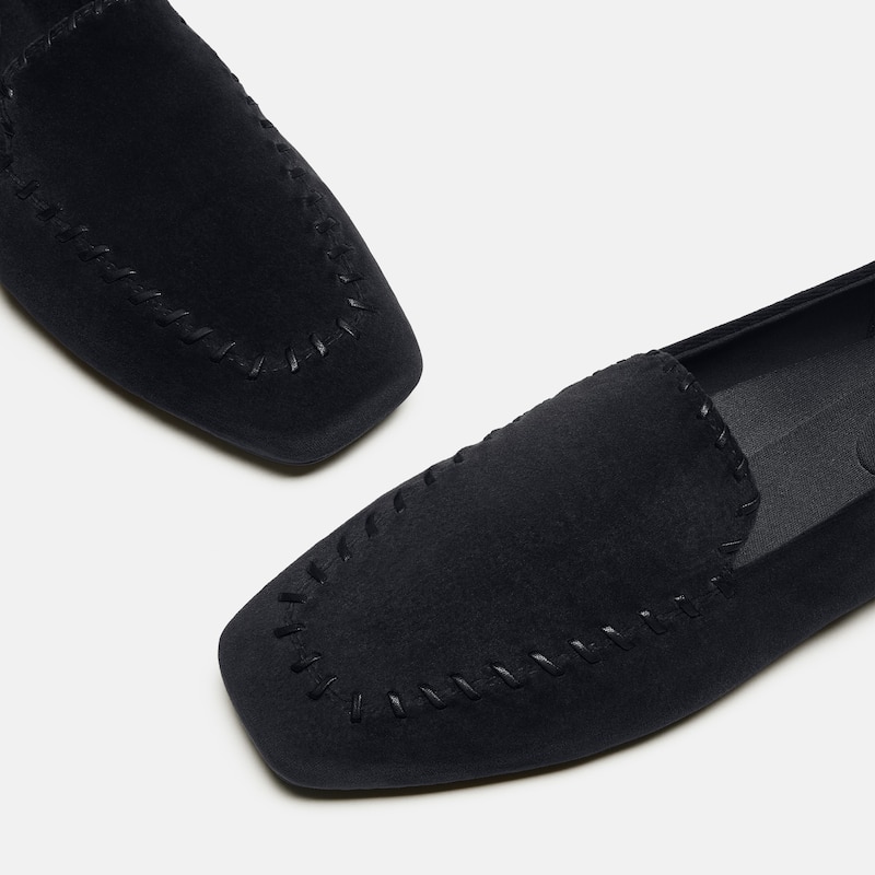 Velvet Whipstitched Loafers (Siena), Black, EU40.5 | VIVAIA