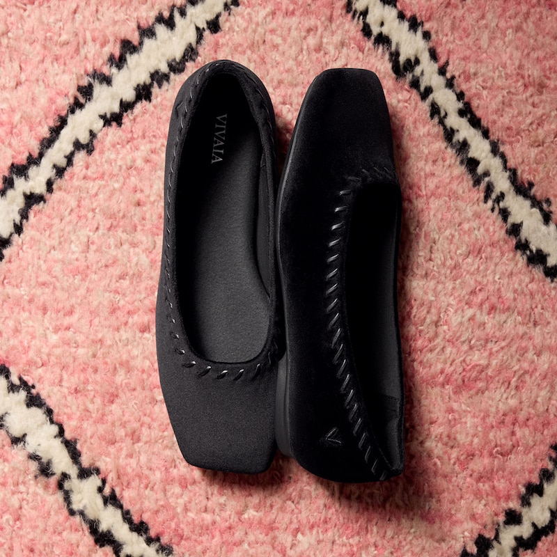 Velvet Whipstitched Flats (Mirit), Black, EU35 | VIVAIA