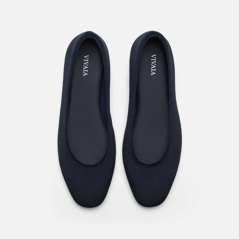 Mini Square-Toe Velvet Flats (Jazura), Navy, EU40 | VIVAIA