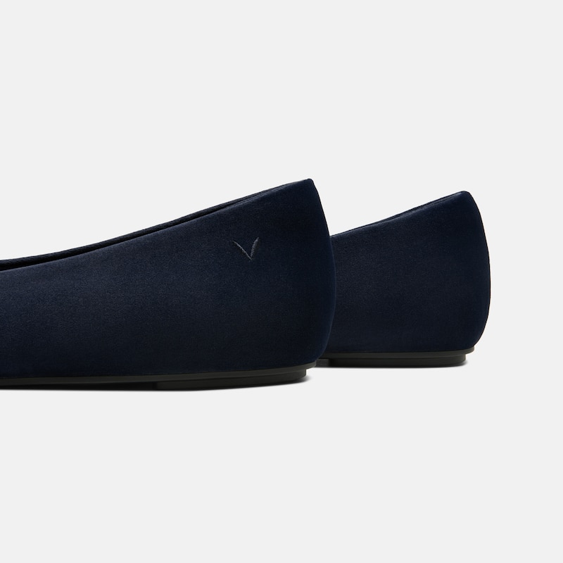 Mini Square-Toe Velvet Flats (Jazura), Navy, EU40 | VIVAIA