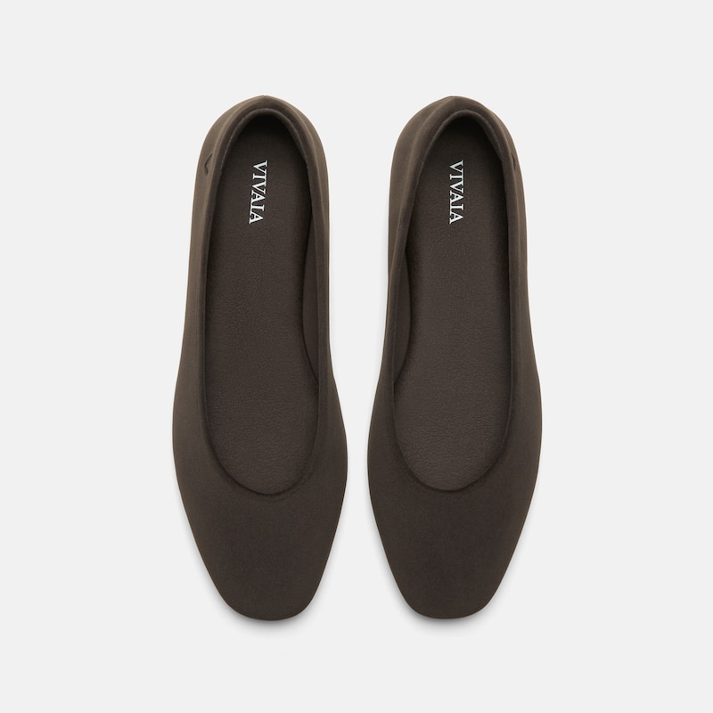Mini Square-Toe Velvet Flats (Jazura), Amber Brown, EU40 | VIVAIA