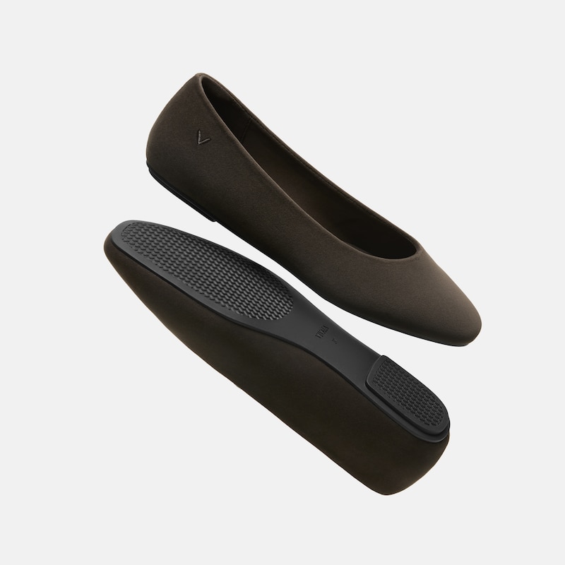 Mini Square-Toe Velvet Flats (Jazura), Amber Brown, EU40 | VIVAIA
