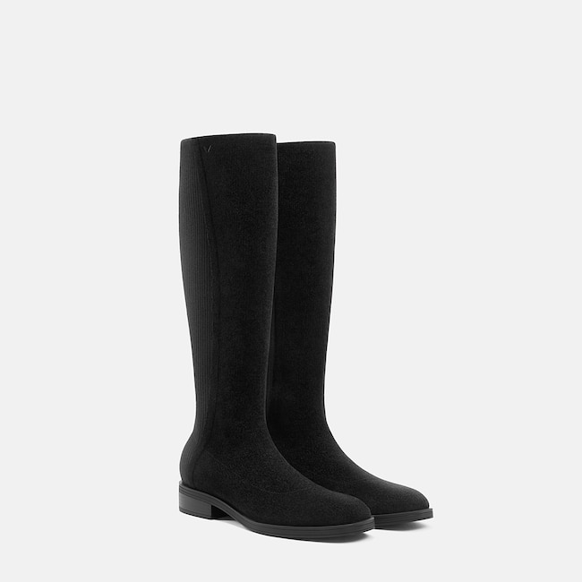 Square-Toe Knee-High Boots (Aida) - Black