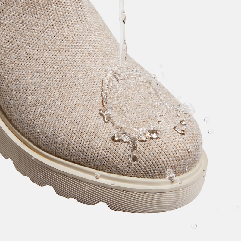 Round-Toe Knee-High Wool Wedge Boots (Eduarda), Oatmilk, EU35 | VIVAIA