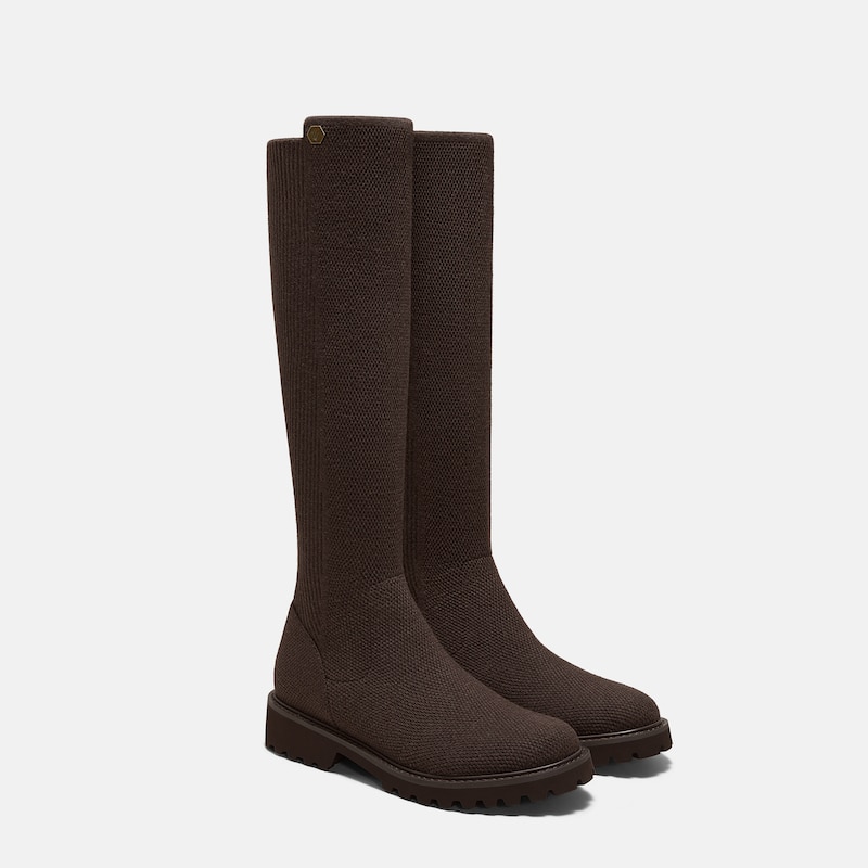 Round-Toe Stretchy Wool Knee-High Boots (Filipa), DARK CHOCOLATE, EU35 | VIVAIA