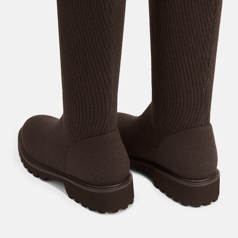 Round-Toe Stretchy Wool Knee-High Boots (Filipa), DARK CHOCOLATE, EU35 | VIVAIA