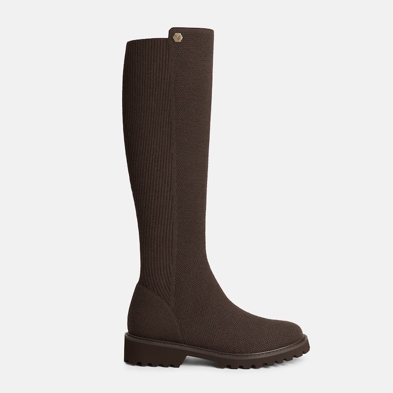 Round-Toe Stretchy Wool Knee-High Boots (Filipa), DARK CHOCOLATE, EU35 | VIVAIA