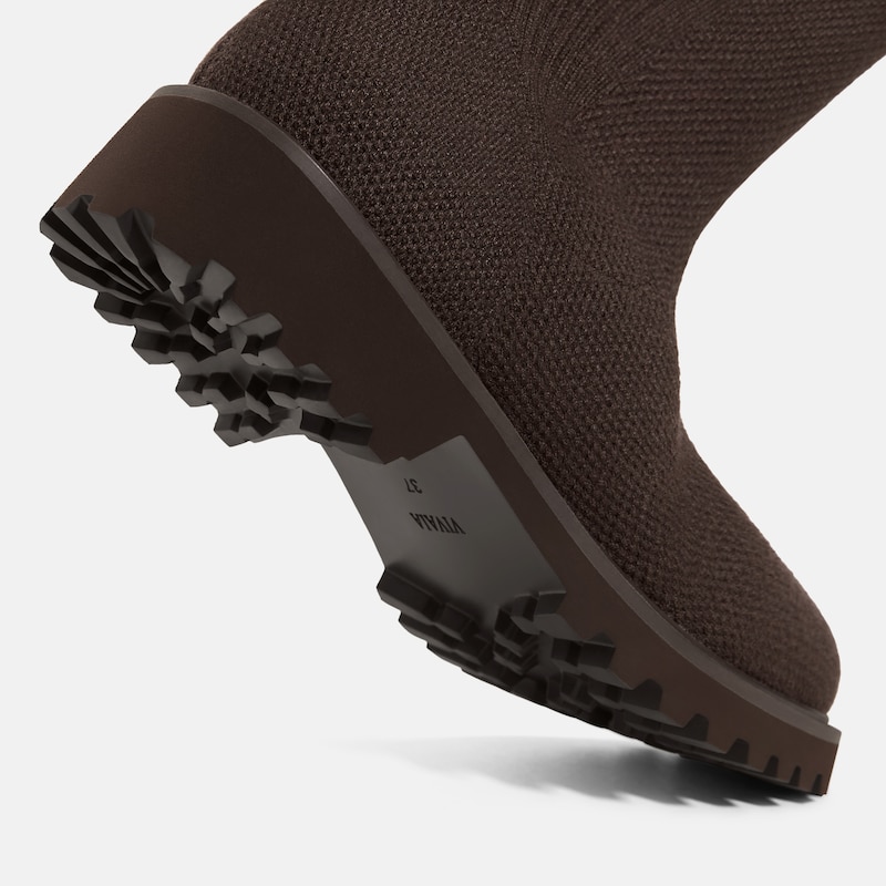 Round-Toe Stretchy Wool Knee-High Boots (Filipa), DARK CHOCOLATE, EU35 | VIVAIA