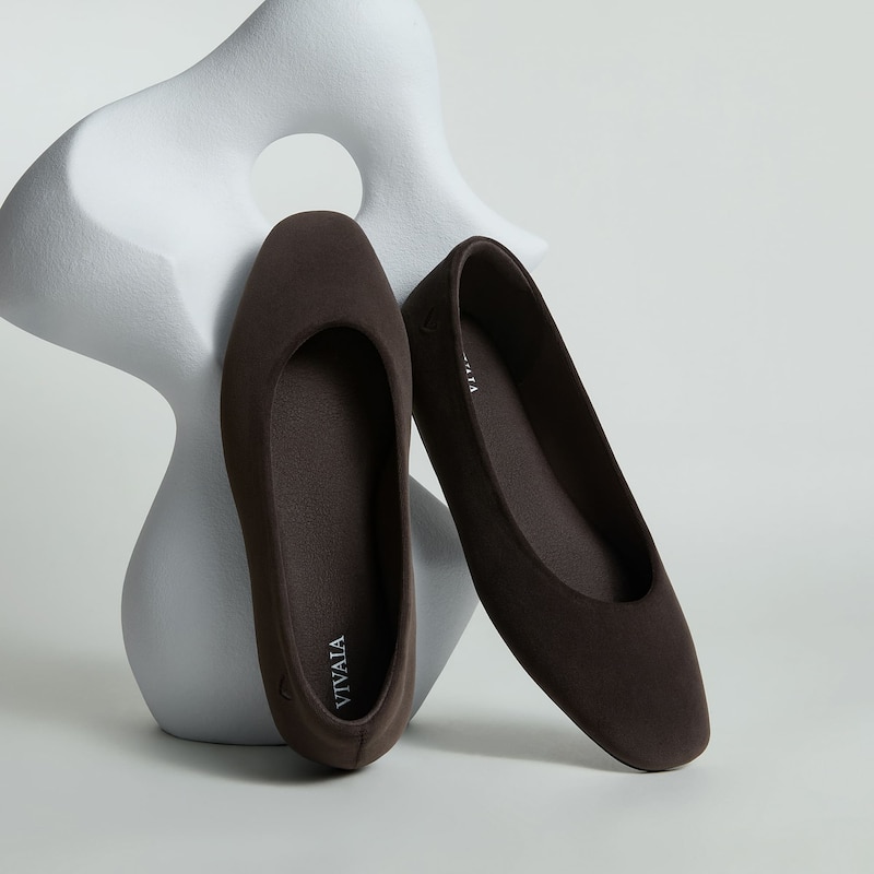Mini Square-Toe Velvet Flats (Jazura), Amber Brown, EU38 | VIVAIA