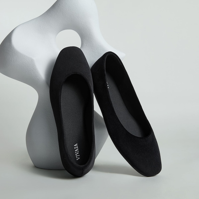 Mini Square-Toe Velvet Flats (Jazura), Black, EU38 | VIVAIA
