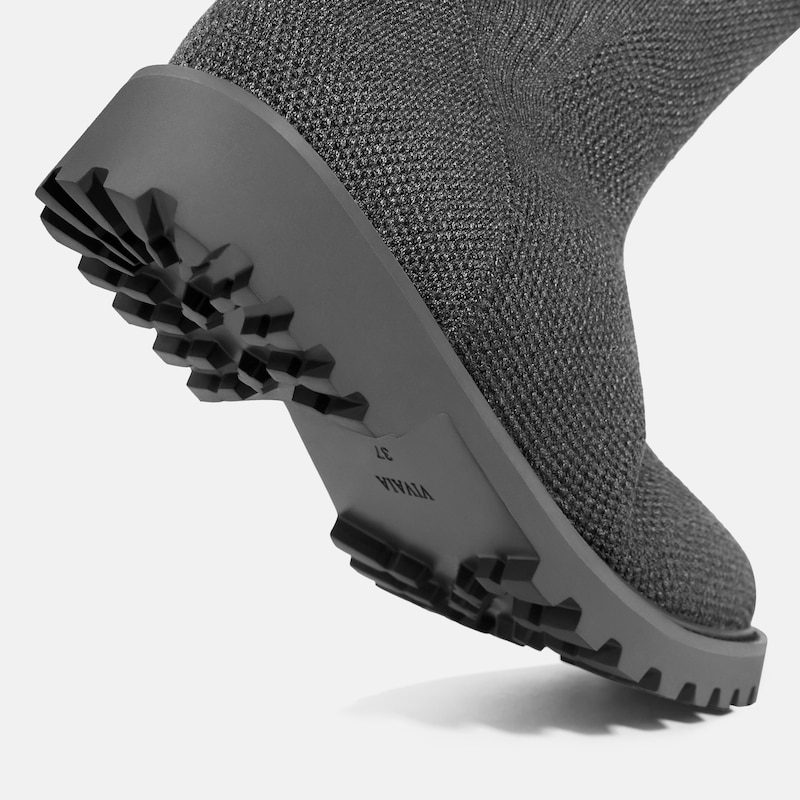 Round-Toe Stretchy Wool Knee-High Boots (Filipa), Rich Grey, EU39 | VIVAIA