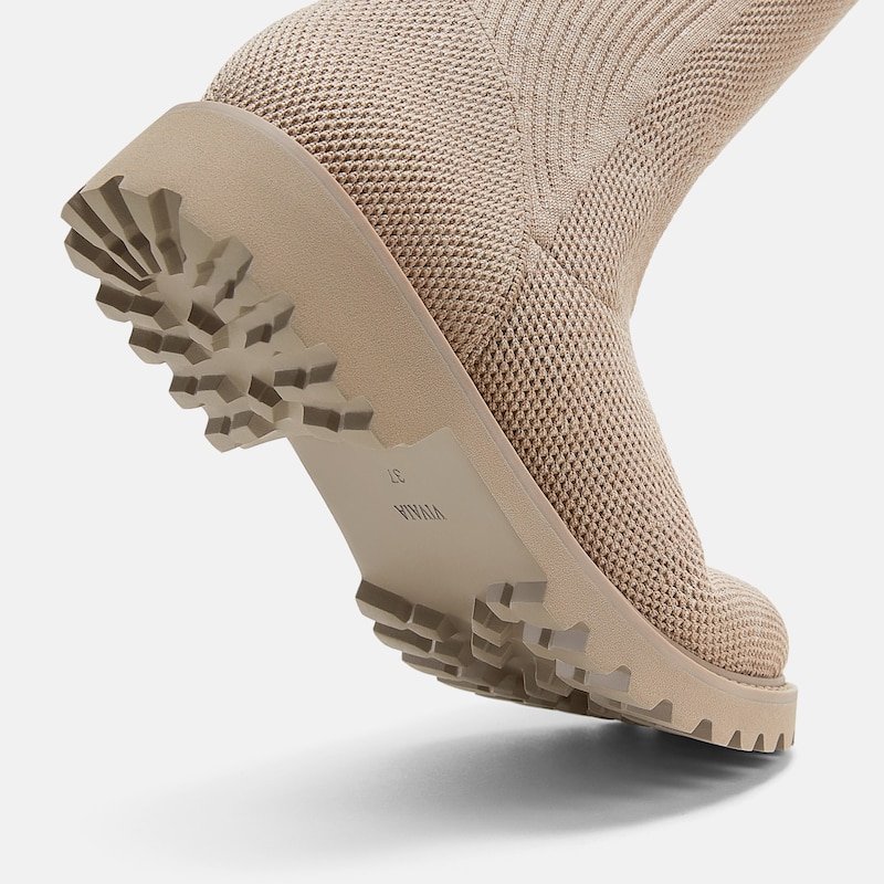 Round-Toe Stretchy Wool Knee-High Boots (Filipa), WARM TAUPE, EU40.5 | VIVAIA