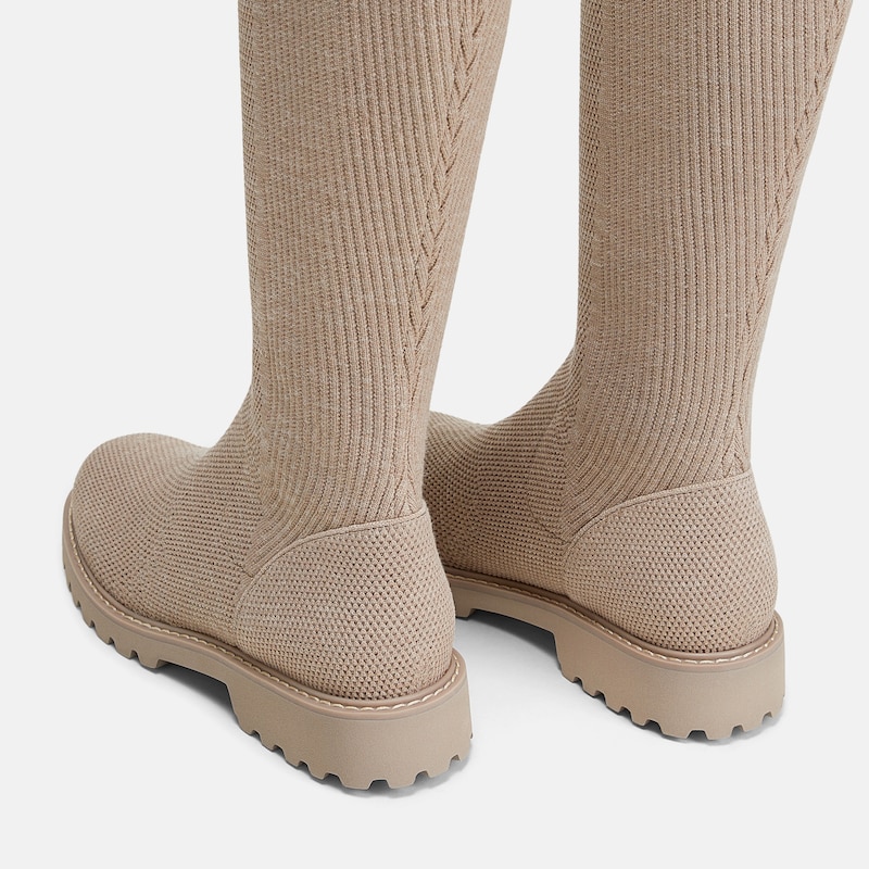 Round-Toe Stretchy Wool Knee-High Boots (Filipa), WARM TAUPE, EU40.5 | VIVAIA