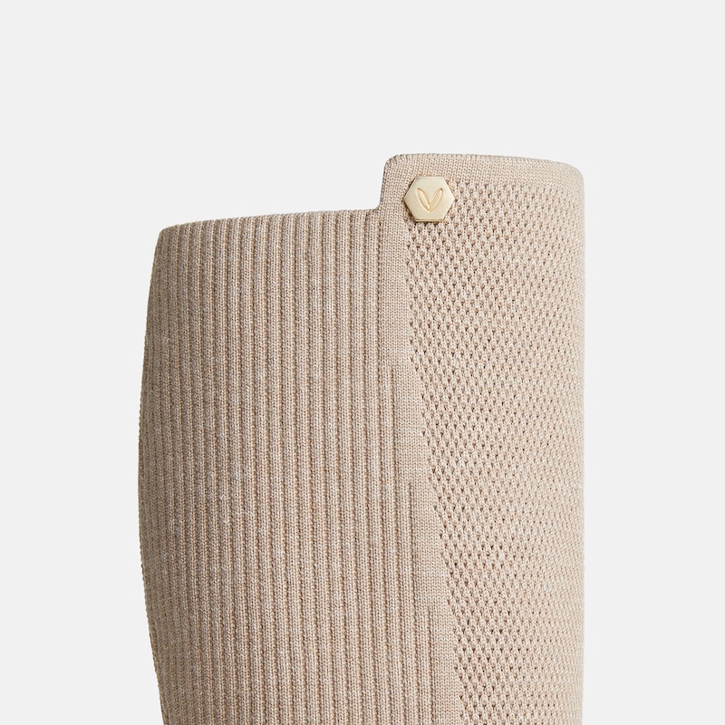 Round-Toe Stretchy Wool Knee-High Boots (Filipa), WARM TAUPE, EU40.5 | VIVAIA