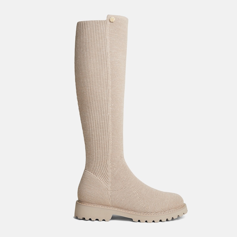 Round-Toe Stretchy Wool Knee-High Boots (Filipa), WARM TAUPE, EU40.5 | VIVAIA